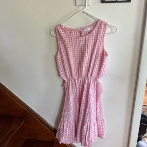 Zara Kids Pink Gingham Dress Barbie Style Plaid Seersucker Cutout Sides